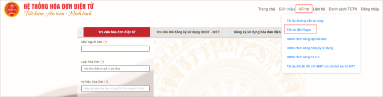 Tải file cài đặt Plugin hỗ trợ trên hoadondientu.gdt.gov.vn